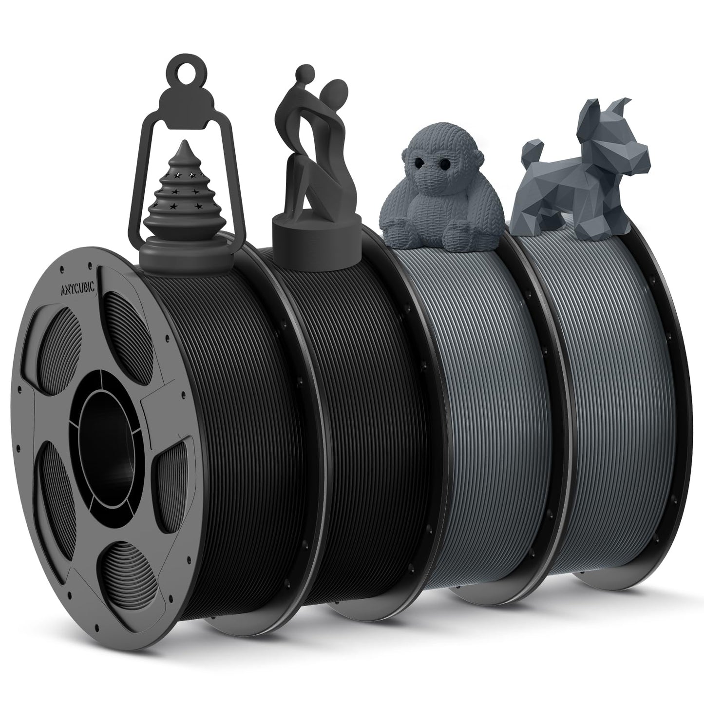 ANYCUBIC 3D Printer Filament PLA Bundle, PLA Filament 1.75mm Dimensional Accuracy +/- 0.02mm, 1KG Reusable Spool, 2KG Black + 2k