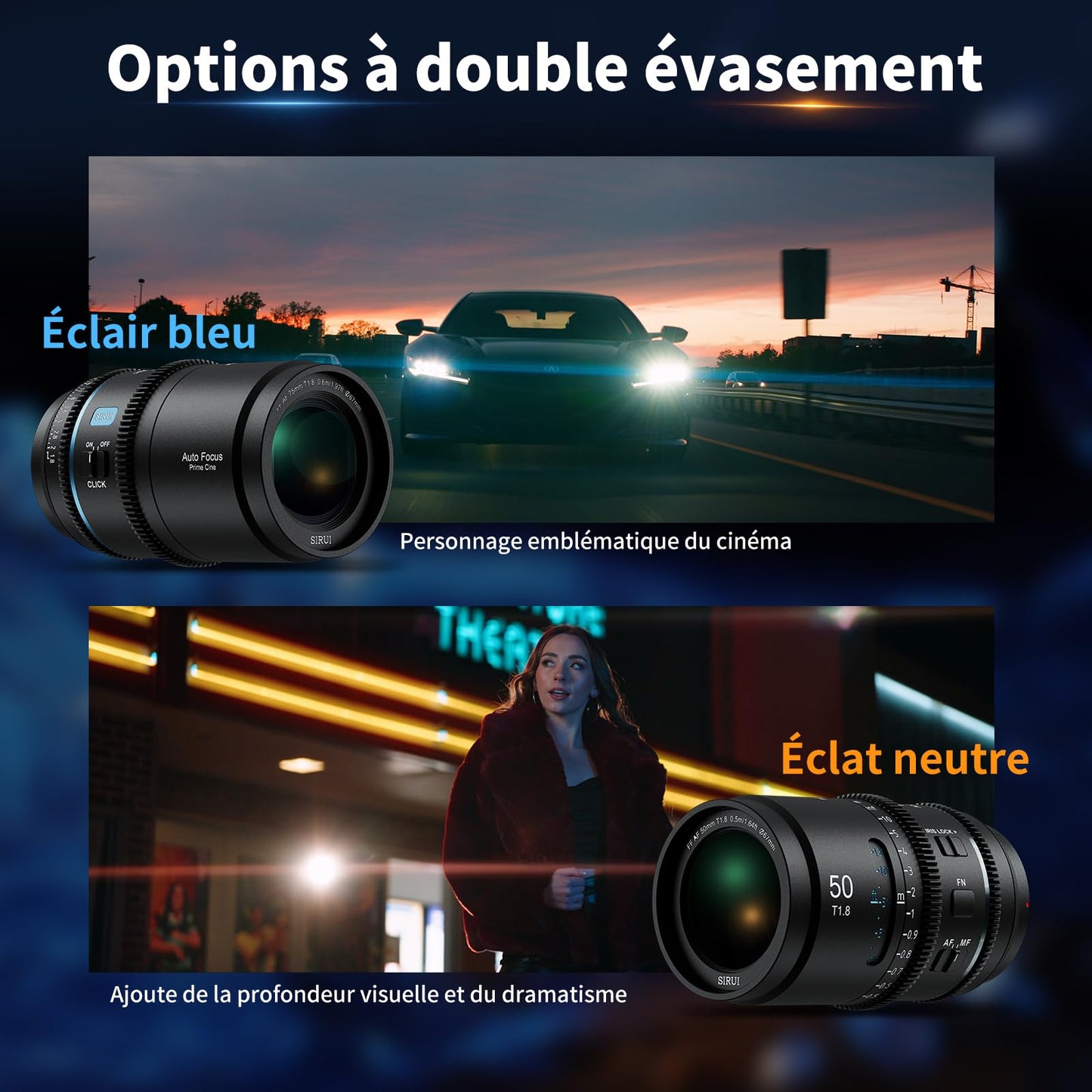 SIRUI Astra 50mm 1.33X Full Frame Auto Focus Anamorphic Cine Lens for L Mount Cameras, Lumix DC Series, FP/FPL, Leica SL Series (Neutral Flare)