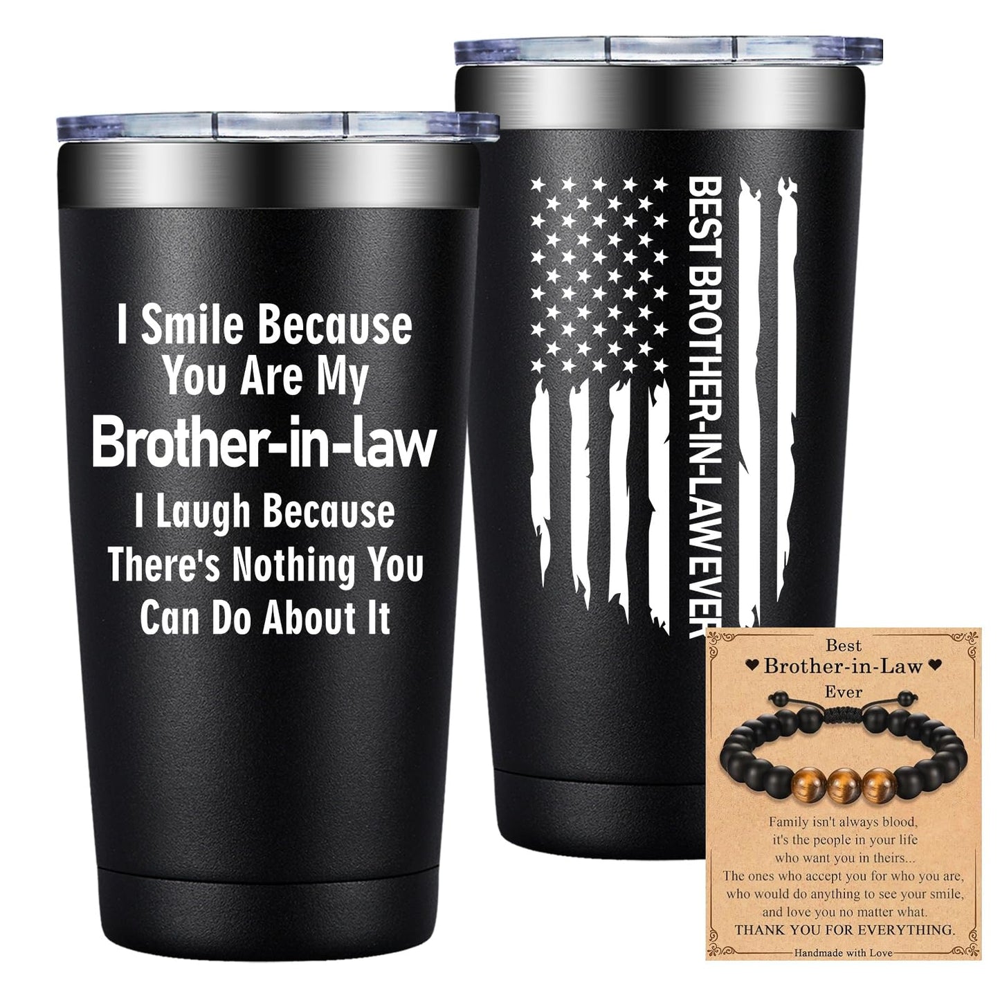 Grifarny Brother in Law Gifts - Brothers in Laws Christmas Gifts - Fathers Day, Birthday Gift for Brother in Law - I Smile Because You're My Brotherinlaw Tumbler Cup 20oz
