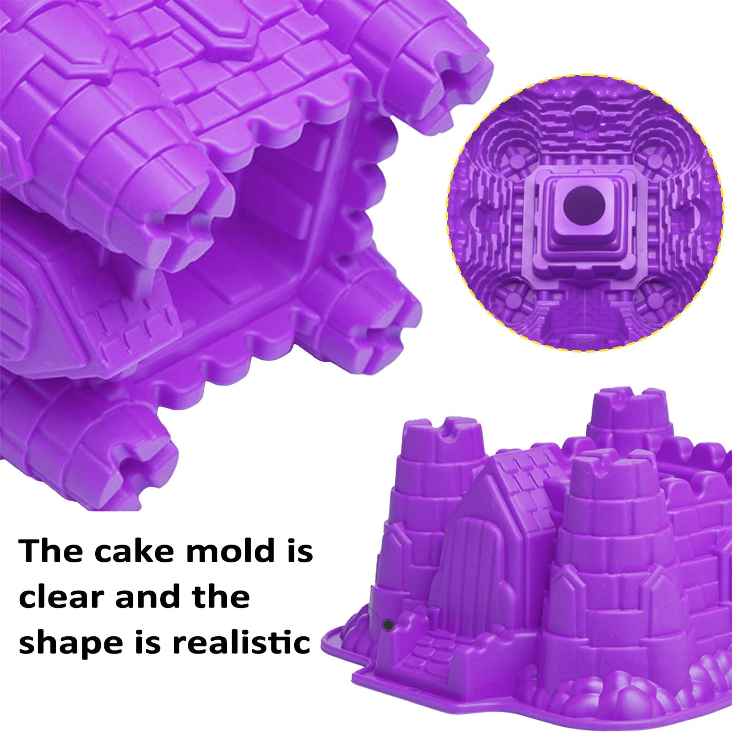 FantasyDay Silicone Baking Molds, 3D Castle Cake Pan, Non Stick Silicone Cake Mold for Cake, Jello, Gelatin, Bread, Soap - 8.8''*8.07''*4.13''