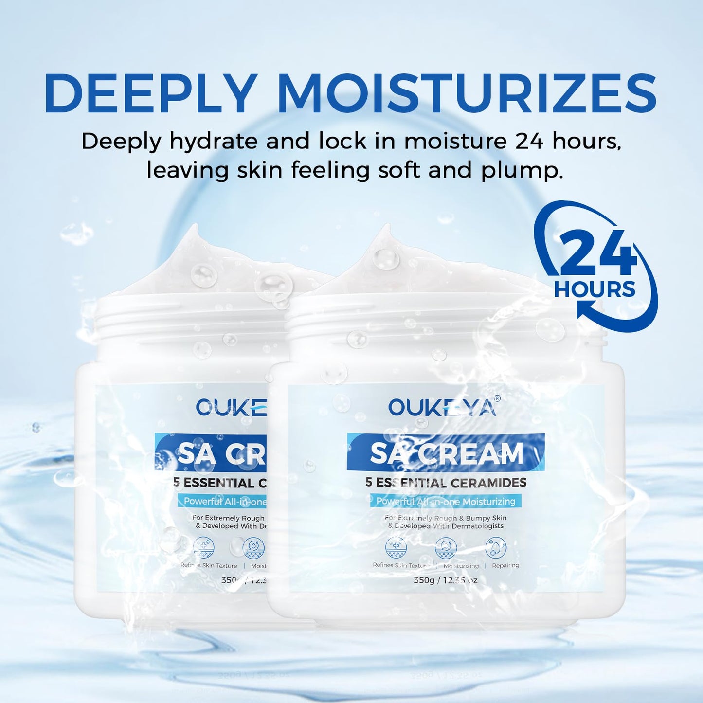 OUKEYA SA Cream for Rough & Bumpy Extremely Dry Skin with 5 Kinds of Ceramides & Salicylic Acid,Exfoliating Moisturizing Body Lo