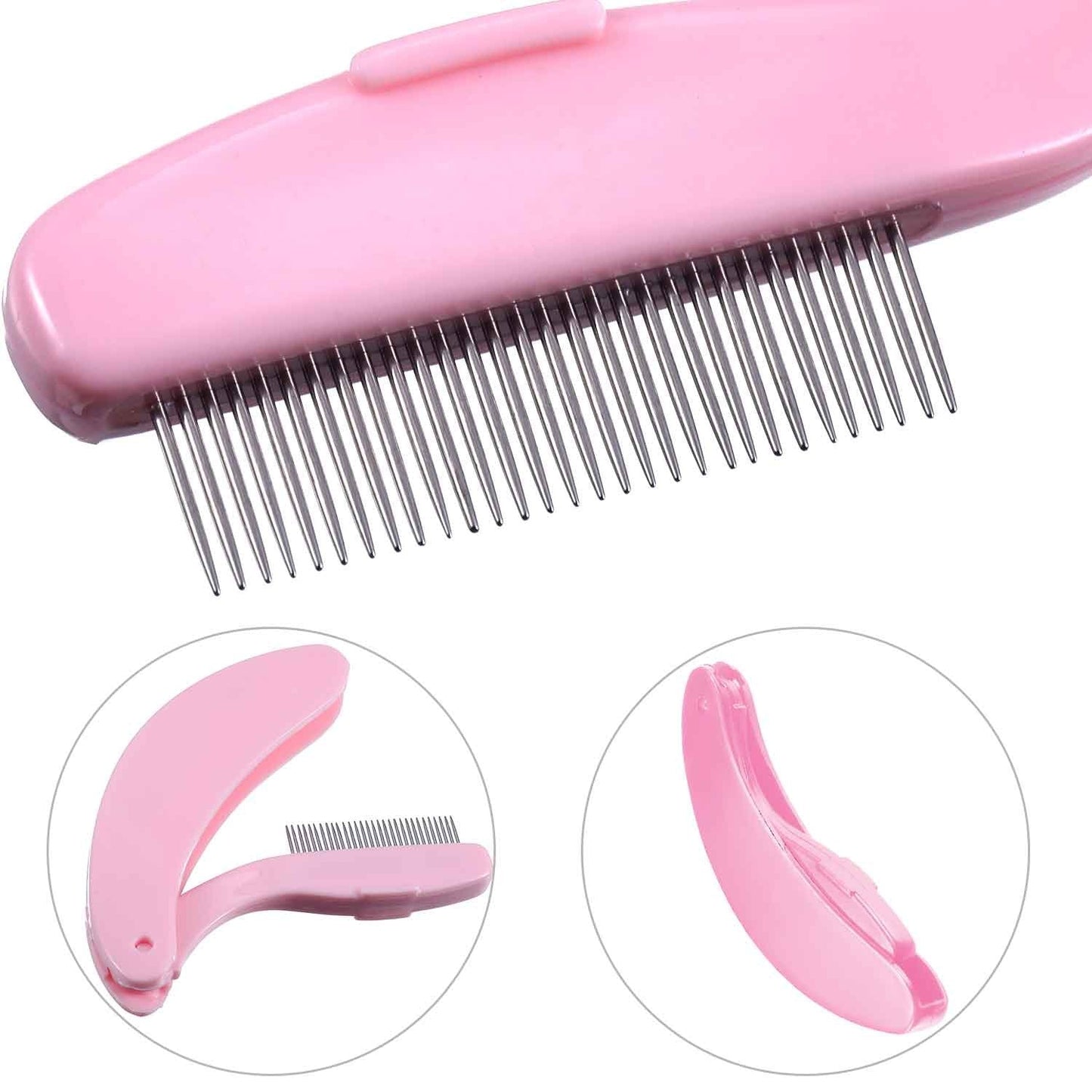4 Packs Folding Eyelash Comb, Stainless Steel Metal Teeth Eyebrow Separator Comb Lash and Brow Makeup Applicator Brush Professio