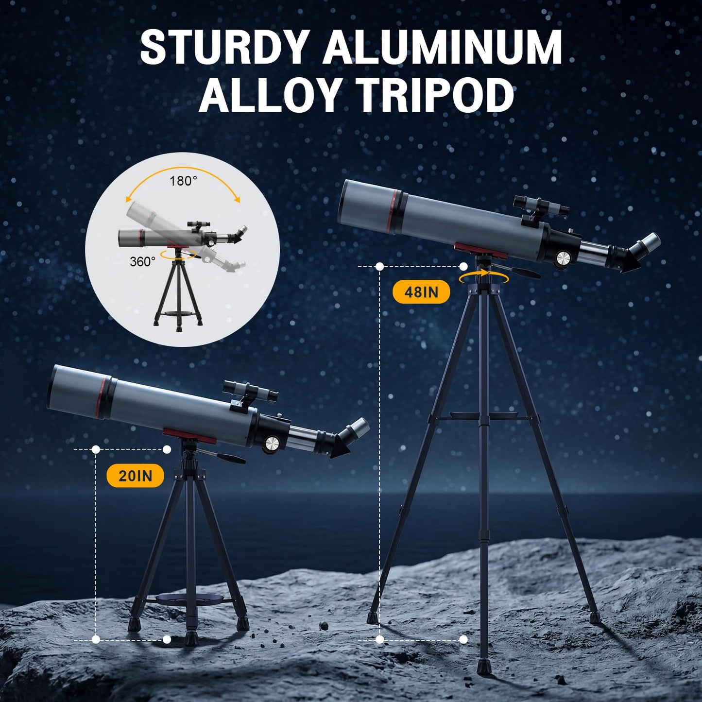 WOZEL Telescope for Adults & Kids - 90mm Aperture 600mm Refractor Portable Beginners Telescope High Powered, Magnification 180X, for Astronomy Planet Observation with Phone Adapter Tripod & Carry Bag