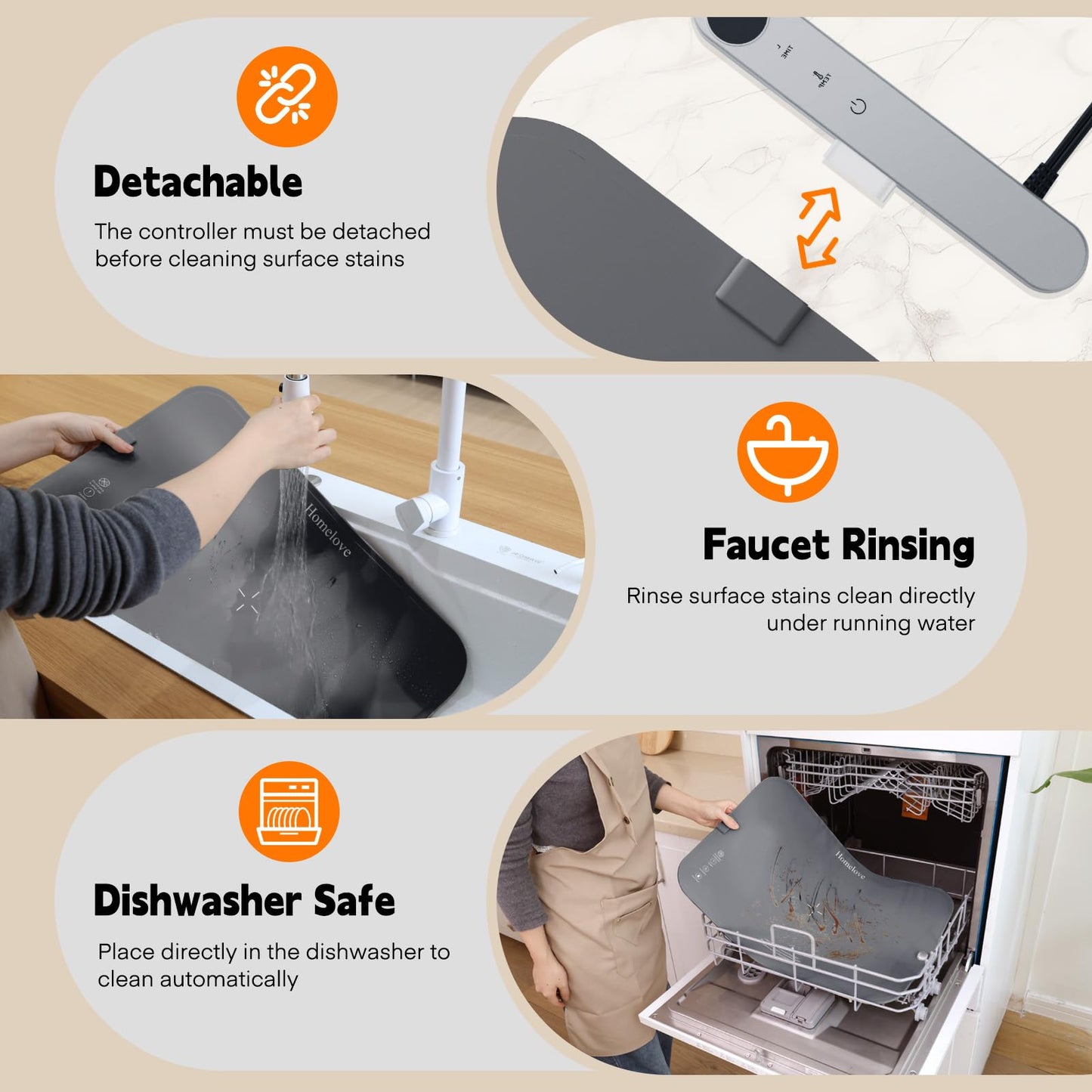 Homelove Warming Mat for Food - Electric Warming Tray with 6-Level Temperature and Hours Setting, Full Surface Graphene Heating, Waterproof Dishwasher-Friendly Food Warmer for Parties, Kitchen (Gray)
