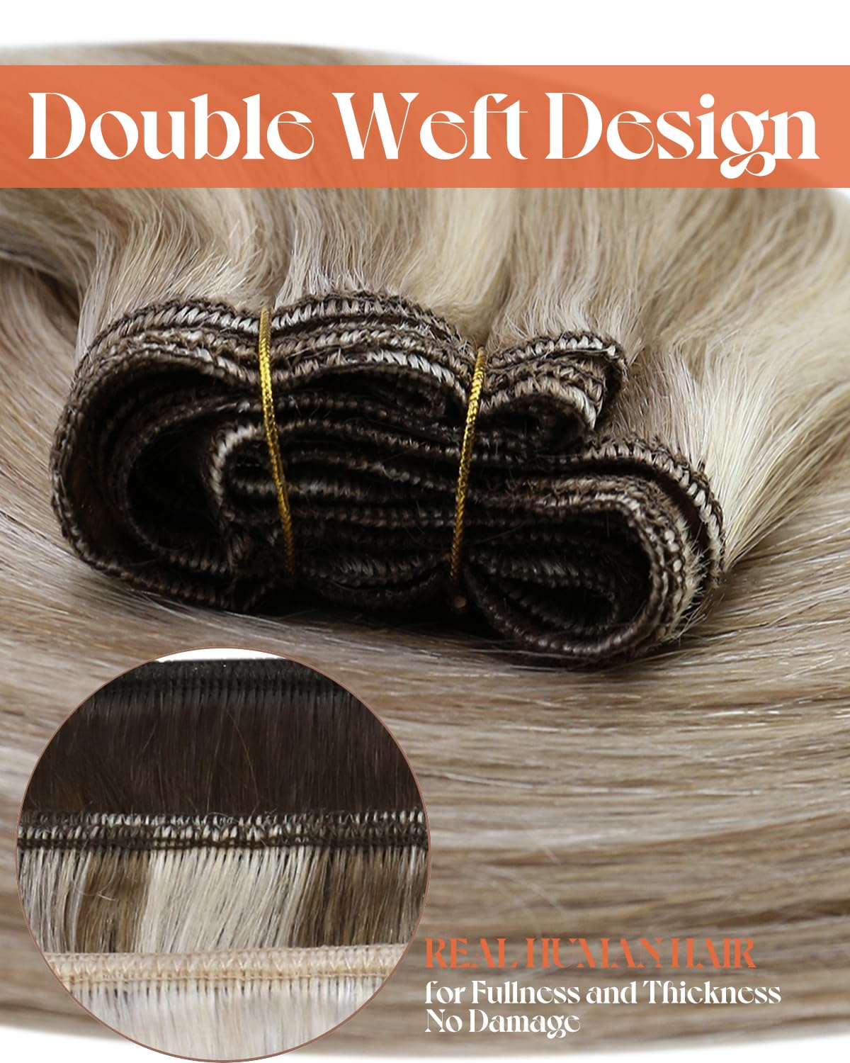 Sunny Hair Sew in Hair Extensions Real Human Hair Highlight Weft Hair Extensions Light Brown Mix Platinum Blonde Sew in Bundles