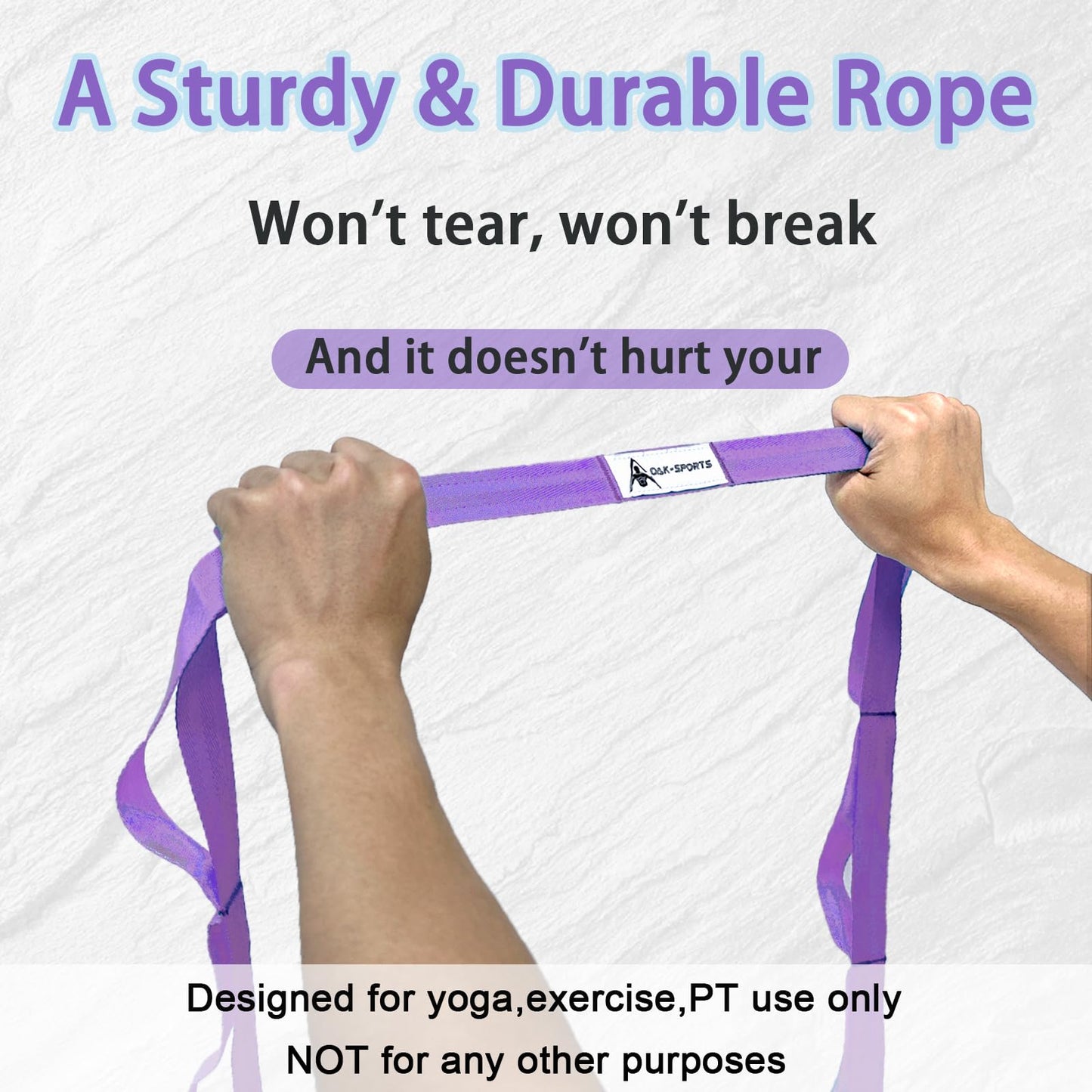 Stretching Strap Yoga Strap with Loops, Stretch Straps for Physical Therapy, Non-Elastic Exercise Strap for Pilates, Dance and Gymnastics with Workout Guide (Purple+Purple)