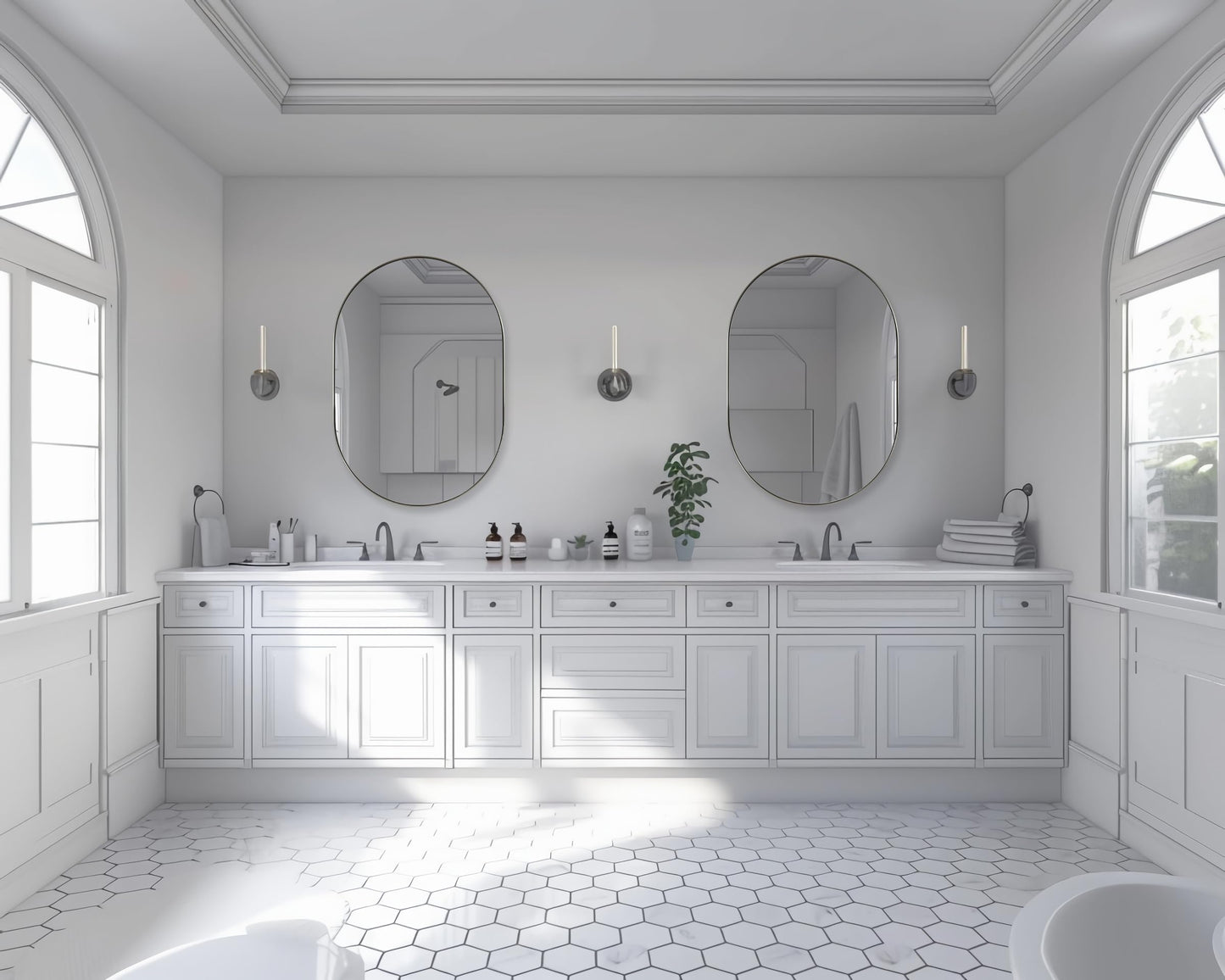 ANDY STAR Chrome Bathroom Mirror, 26x38’’ Oval Mirrors for Bathroom, Pill Shaped Mirror Chrome Metal Framed, SUS304 Anti-Rust, 1’’ Deep Wall-Mounted Vertically/Horizontally