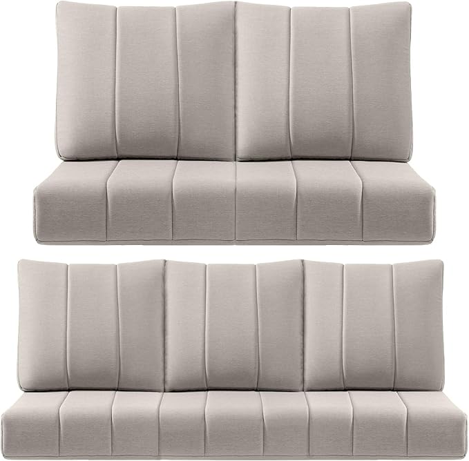 ACTREST Luxury 24x24x6 Inch Kitty Outdoor Cushions for 5 Peice Patio Furniture Set - Set of 5 Water-Resistant Pillow for Dining Rocking Swivel Chairs Loveseat Couch Sectional Sofa - Beige