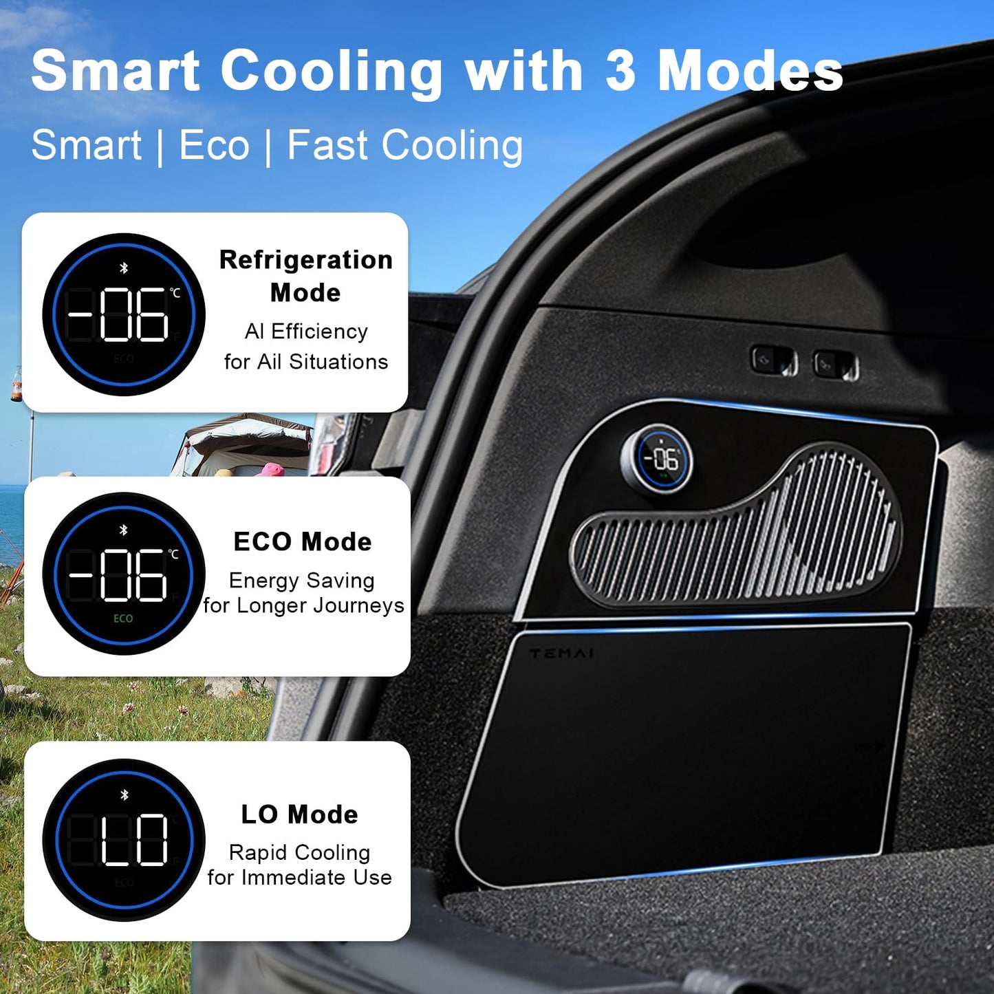 Tesstudio Car Refrigerator for Tesla Model Y 21-24, Model Y Junpier 2025+ 16L Capacity Trunk Car Fridge, -6°C Cooling, Portable Freezer Cooler for Camping, Outdoor Driving