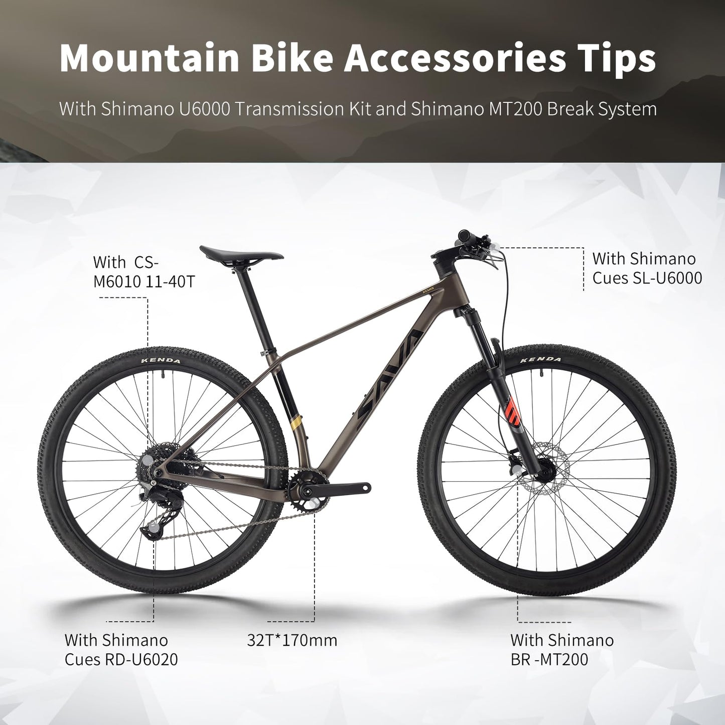 SAVADECK Carbon Fiber MTB with U6000 10 Speed Shift Groupset, Hydraulic Disc Brake with MT200 Break System (Gulf Blue, 27.5 * 17)