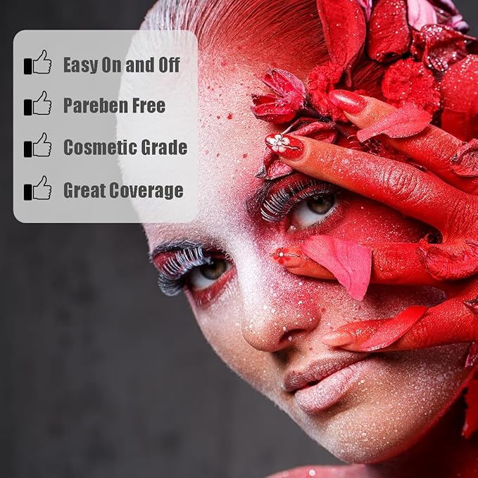 Bowitzki 30g Professional Face Paint Body Paint Water Based Face painting Makeup Safe for Kids and Adults Split Cake Single Color Halloween Christmas Party - Red