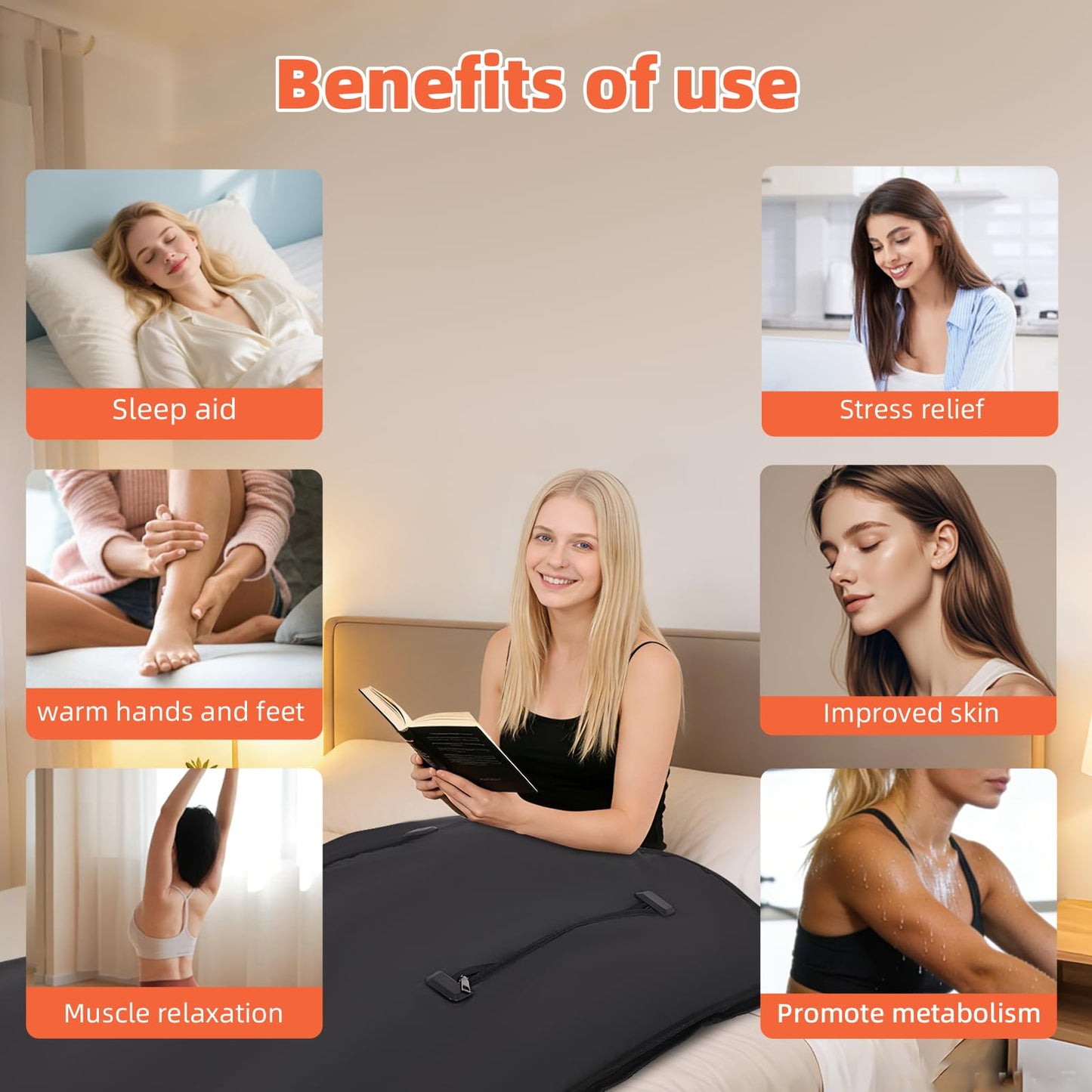 FAHKNS Infrared Sauna Blanket, Foldable Sleep Bag at Home, Portable Sauna Bag for Weight Loss and Detox, Red Light Blanket Full Body with Adjustable 30-60 Mins Timer, 95-176 ℉, 5.8Ft X 2.6 Ft