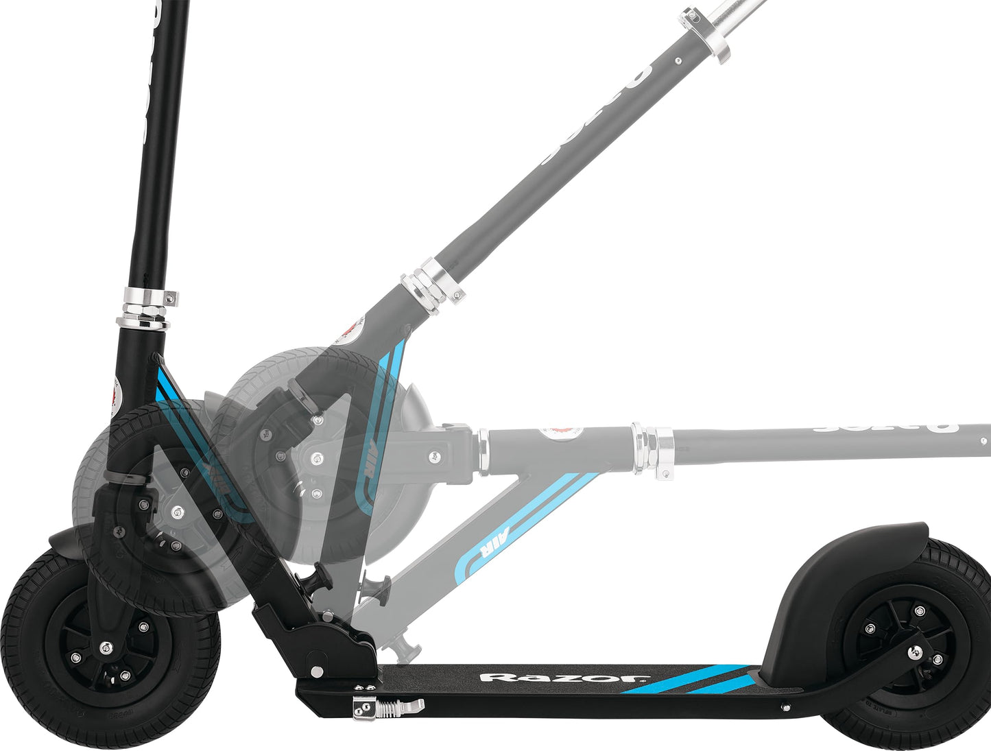 Razor A5 Air Kick Scooter for Kids Ages 8+ - Extra-Long Deck, 8" Pneumatic Rubber Wheels, Foldable, Aluminum Frame, Anti-Rattle Handlebars, For Riders up to 220 lbs