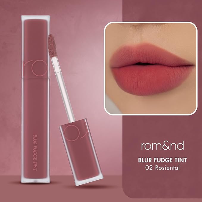 rom&nd Blur Fudge Lip Tint #02 Rosiental | Muted Rosy MLBB Velvet Matte Liquid Lipstick | Soft Blurring K-Beauty Formula, Long-Lasting & Non-Drying