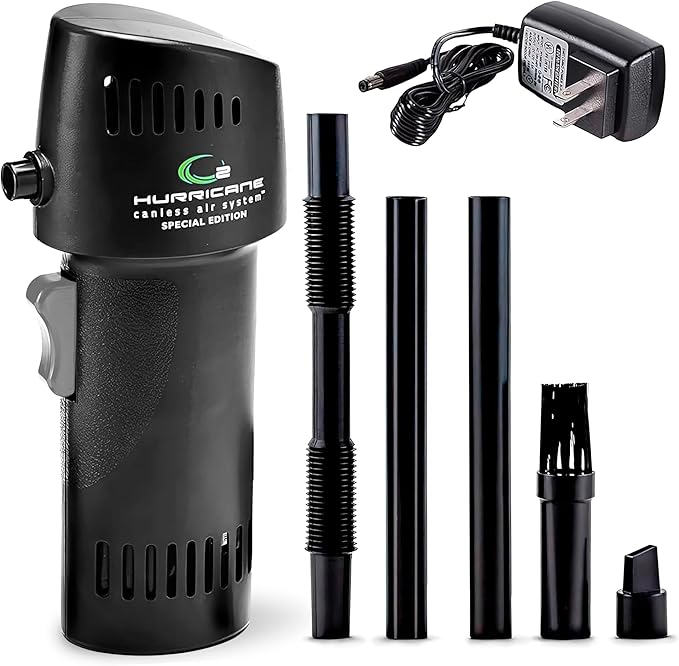 O2 Industrial Hurricane Compressed Air Duster - Powerful Cordless Compressed Air Cleaner, Rechargeable Mini Dust Fan Electric Blower for Computer, Keyboard, Electronics, Car Detailing, Home Cleaning