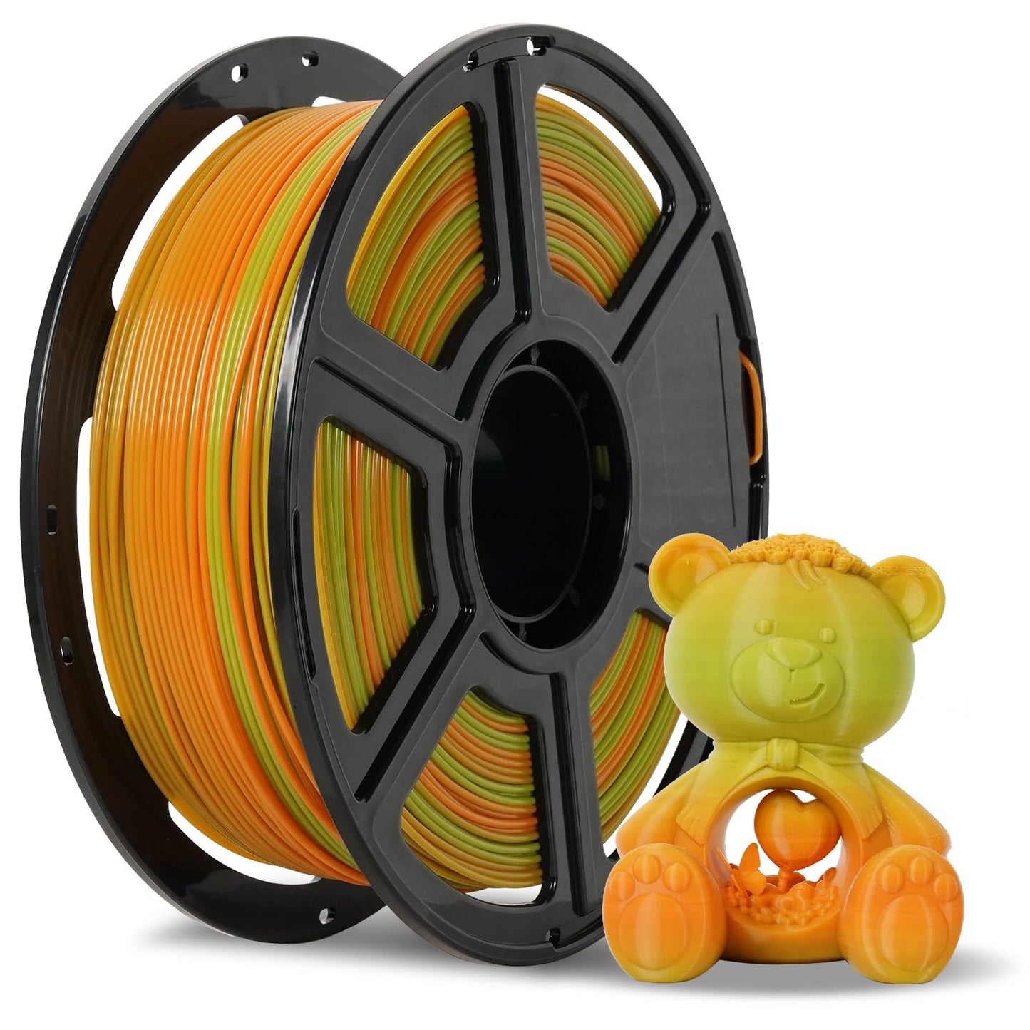Flashforge Pla Filament 1.75Mm +/- 0.02Mm Orange To Green Gradient, Smooth Color-Changing 3D Printer Filament 1Kg (2.2Lbs) Spool
