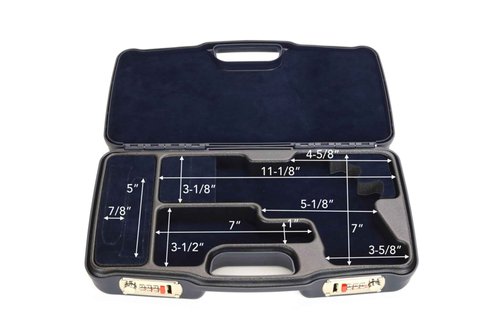 Negrini HYBRID Pistol Carrying Case - RMR Cut, Full Size, Combination Locking, Stackable - Handgun Travel Case - Navy