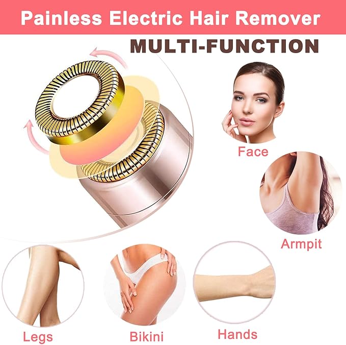 Facial Hair Remover for Women - Lady Removal Shaver - USB Rechargeable Lady Face Epilators Trimmer for Face Lips Chin Peach Fuzz Arms Legs