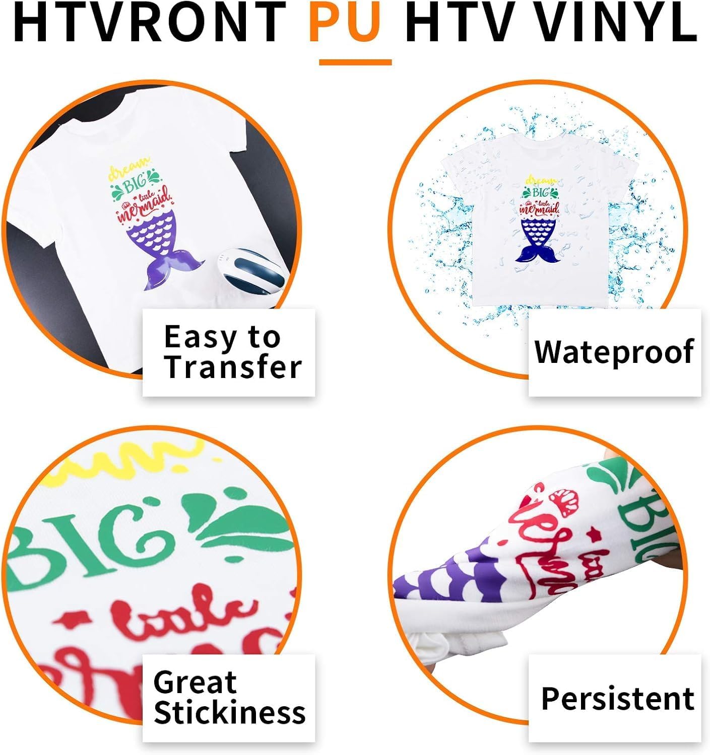 HTVRONT Black HTV Heat Transfer Vinyl Bundle: 24 Pack 12"x12" Iron on Vinyl Sheets for T-Shirt (1 PTFE Sheet Included), PU HTV Easy to Cut & Weed for Heat Design