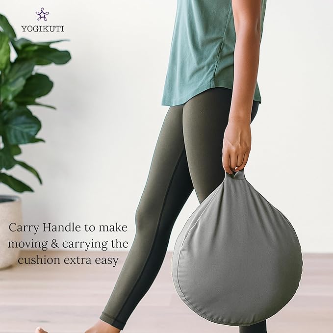 Yogikuti Meditation Cushion – 100% Pure Cotton Zafu for Comfortable Meditation & Yoga – Floor Sitting Pillow for Mindfulness & Support