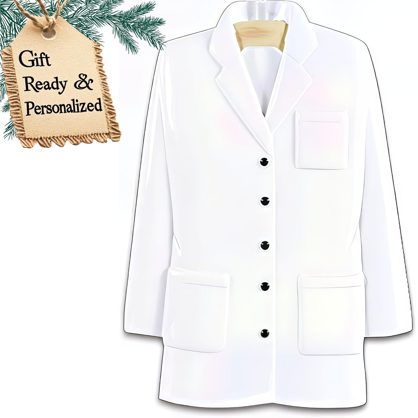 3D Personalized White Coat Ornament 2025 | Custom Christmas Tree Gift Name & Year for Doctors, Nurses, Pharmacists, Veterinarians, Dentists, and Medical Students | Lab Coat Ceremony School Graduates