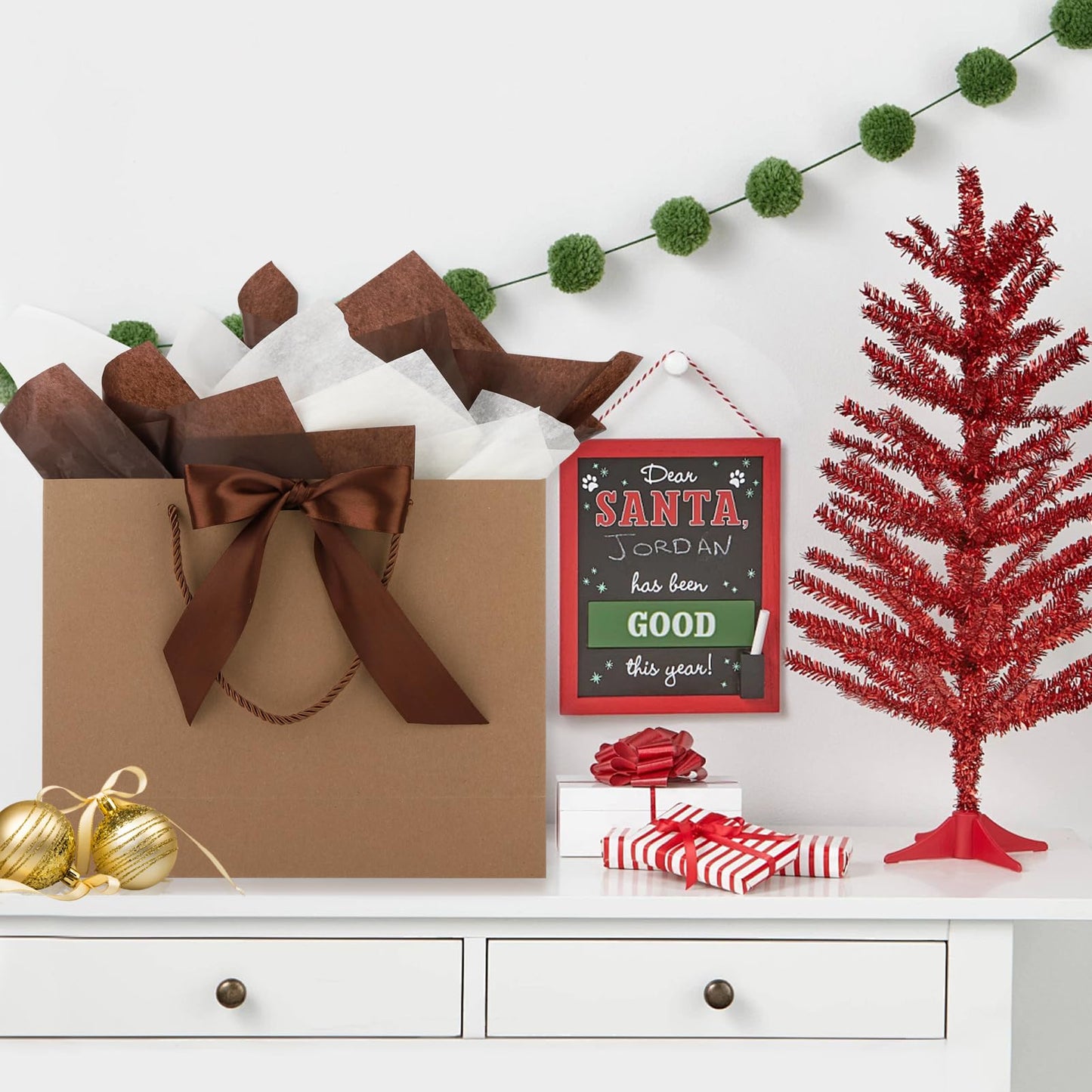 Brown Gift Bags with Handles and Ribbons - 10Pcs Gift Bag with 10 Tissue Paper 10 Greeting Cards, Welcome Gifts Thank You Bags for Birthday, Wedding, Mothers Day, Baby Shower, Bridal Shower, Party (12.6''x9.8''x4'')