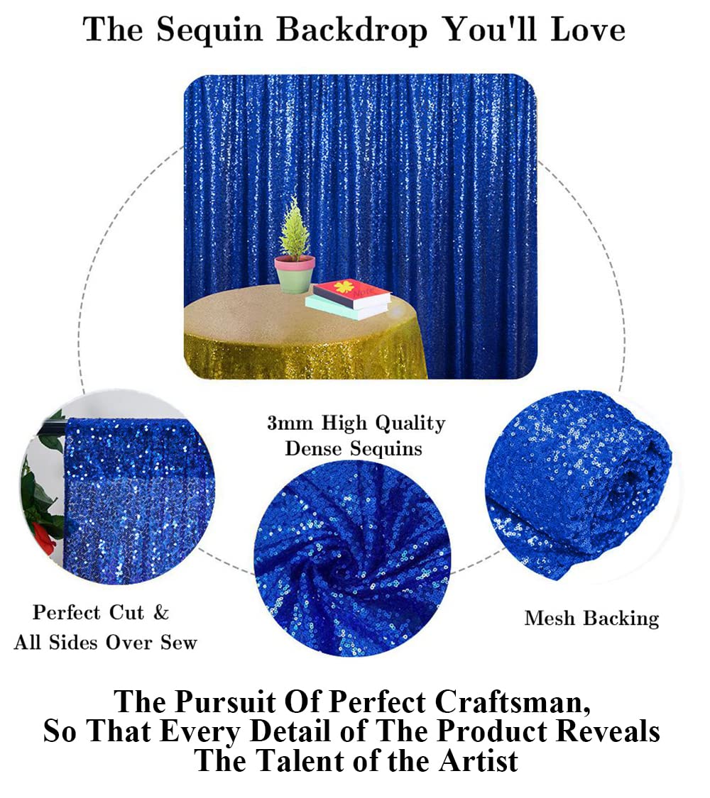 Partisout Sequin Backdrop Curtain Royal Blue 4x7ft Party Backdrops Sparkle Glitter Curtains Wedding Photo Shimmer Background
