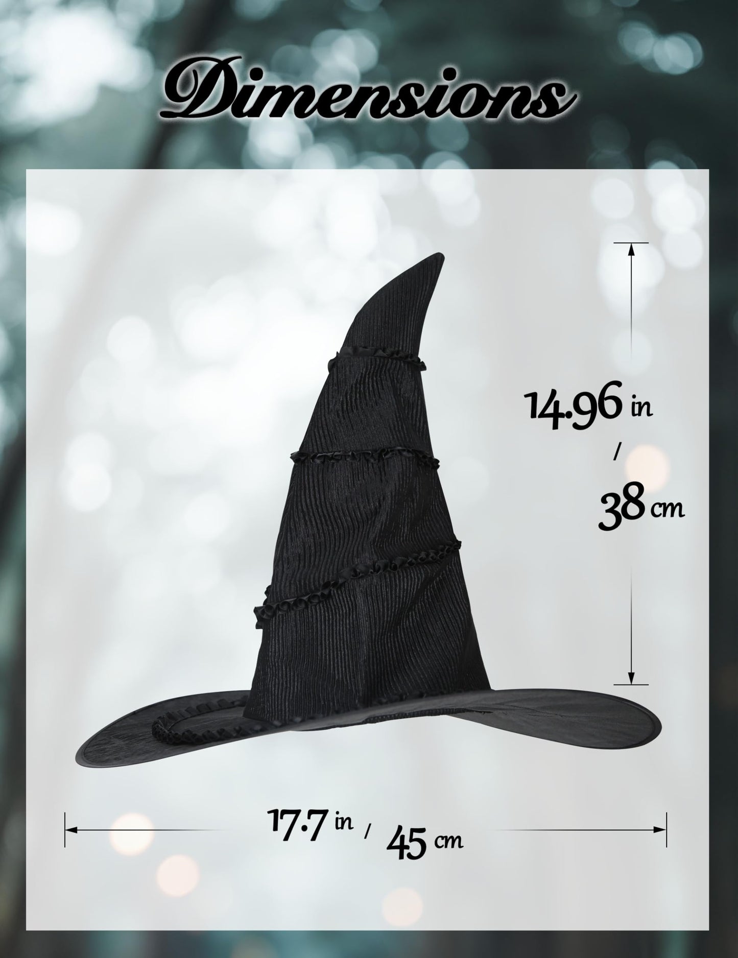 HOMELEX Wicked Women Black Witch Hat Adult Halloween Cosplay Wizard Costume Accessories