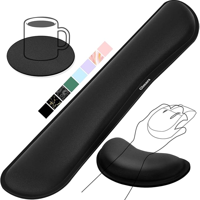 Gimars Upgrade Enlarge Silky and Superfine Fabric Gel Memory Foam Keyboard Wrist Rest Set, Ergonomic Keyboard Mouse Wrist ...