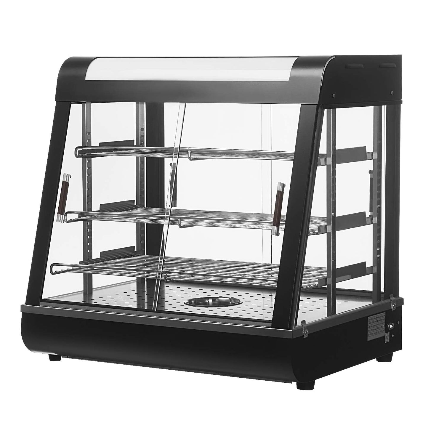 27 inch Food Display Warmer Case,3-Tier Countertop Food Warmer Display, Glass Showcase, with Removable Shelves,LED Lighting Pastry for Catering Pizza Buffet Restaurant
