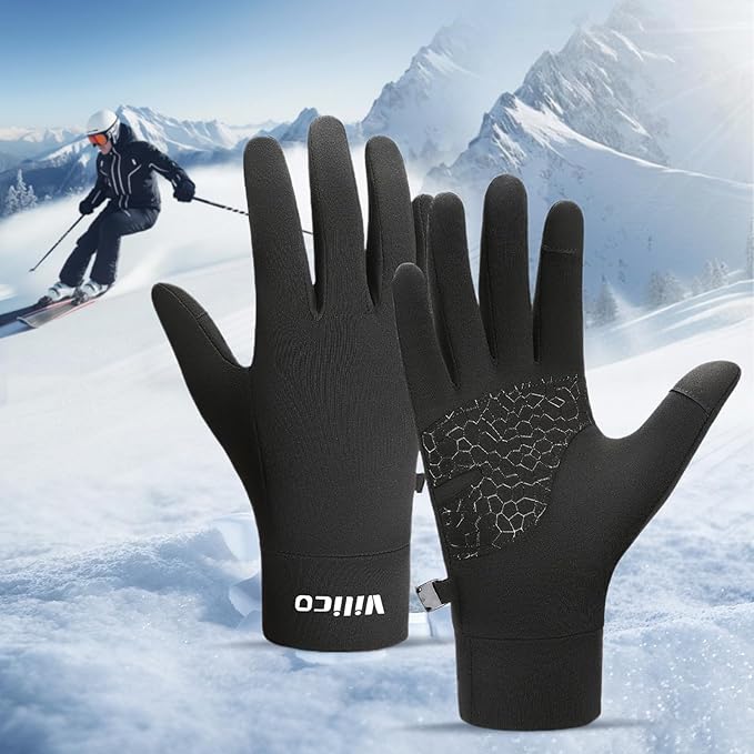 Touchscreen Thermal Running Gloves for Men Women Outdoor Sports Non Slip Cold Weather Gloves for Jogging Hiking Biking Use