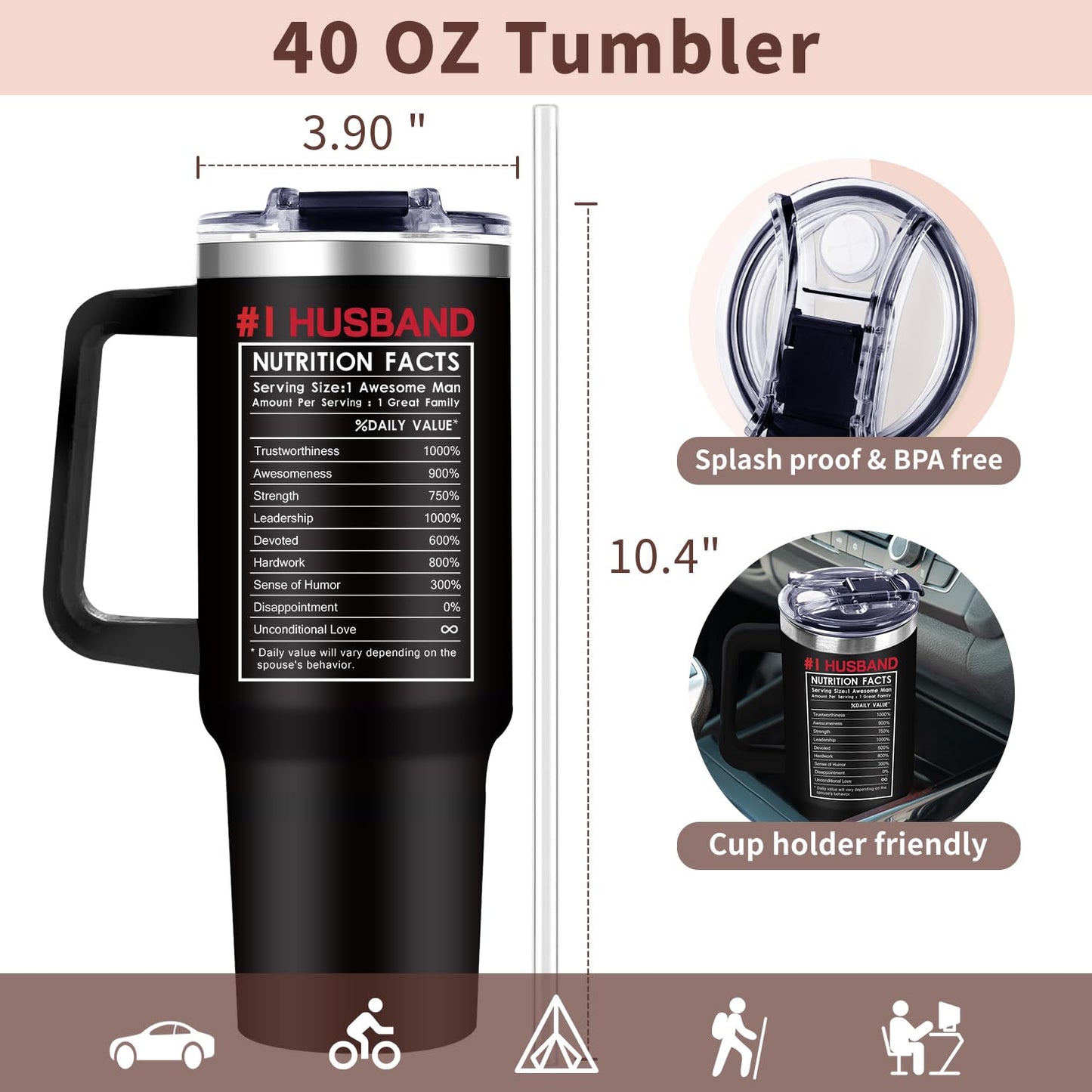 Gifts for Husband from Wife,Funny Husband Gifts for Valentine Day from Wife,40oz Husband's Tumbler Husband Gift, Unique Husband's Presents Gift Ideas for Husbands on Anniversary, Birthday Christmas