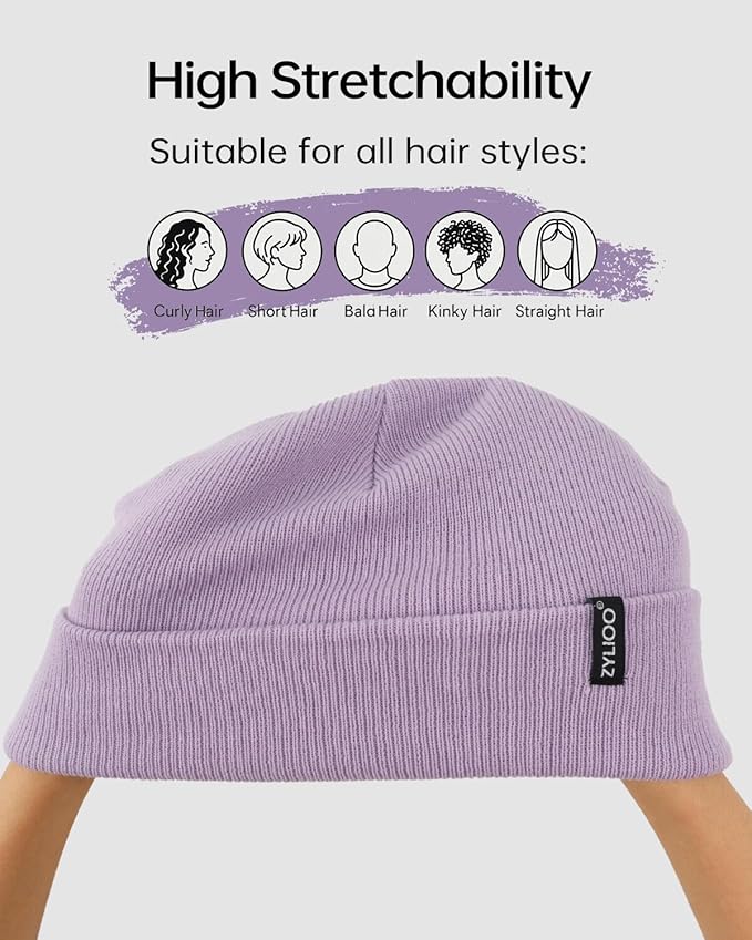 Zylioo Oversize Beanie Hats, XXL Big Size Ribbed Knit Cuffed Winter Hat for Cold Weather, Warm Skull Watch Cap