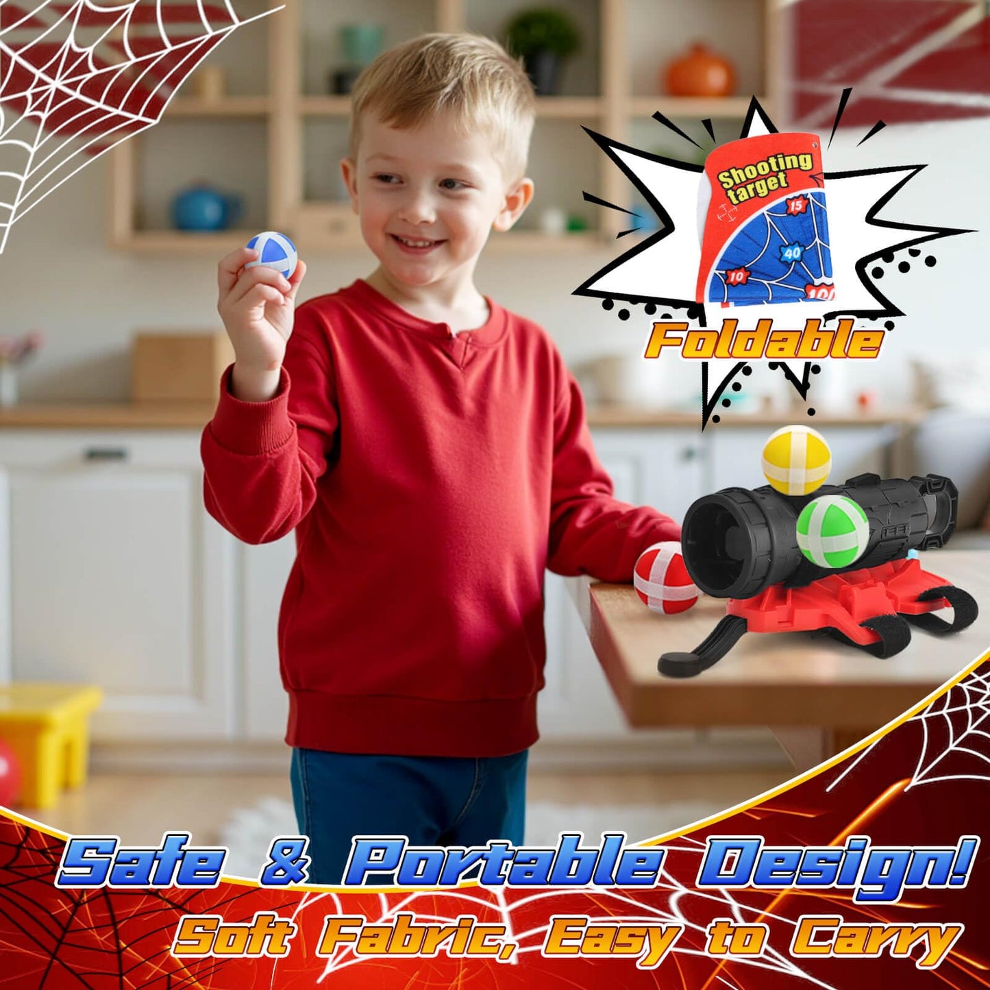 YOTOY Sports and Outdoors Games for Kids Age 8-12: Spider Dart Board with Web Shooters, 10 Velcro Sticky Balls, Toys for 3 4 5 6 7 8 9 10 11 12 Year Old Boys Girls - Birthday Gift Ideas