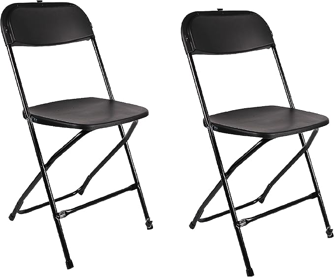 BTEXPERT Set of 20,Black Plastic Folding Chair Steel Frame Commercial High Capacity Event Chair Lightweight Set for Office Wedding Party Picnic Kitchen Dining Church School