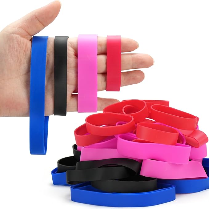 LotFancy Rubber Bands Assorted Size, 4 Sizes Size84, Size82, Size 94, Size 105, Heavy Duty Colored Rubber Bands for Office Supplies
