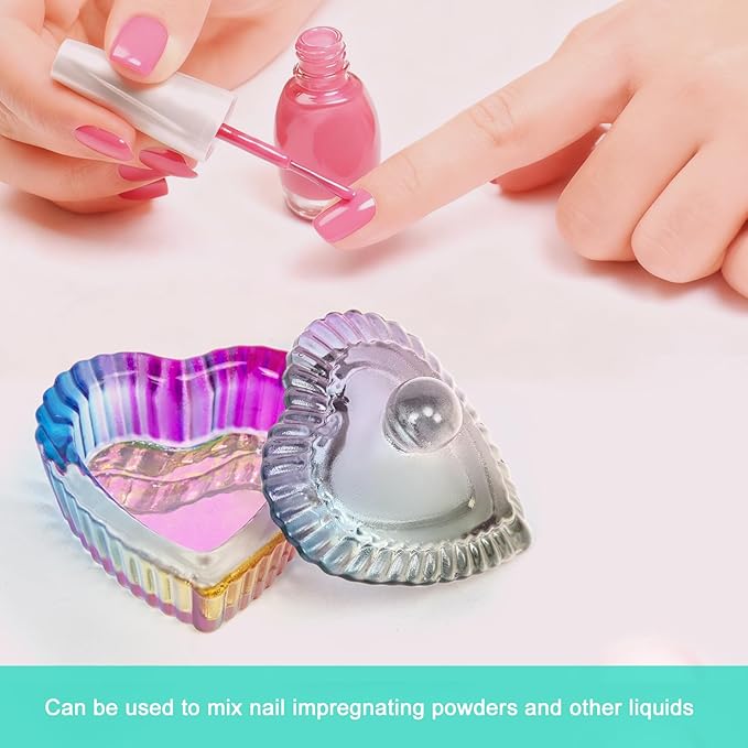 AORAEM 2PCS Nails Tips Art Dappen Dish with Lid Acrylic Liquid Powder Dappen Monomer Dish Glass Crystal Cup Glassware Tools for Professional Use and Home Use