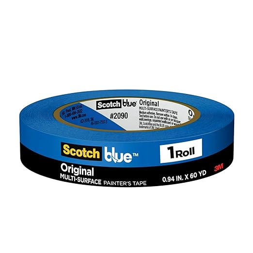 ScotchBlue Original Multi-Surface Painters Tape, 1 Inch Wide (0.94 In. x 60 Yds), 1 Roll, Blue Paint Tape Protects Surface...