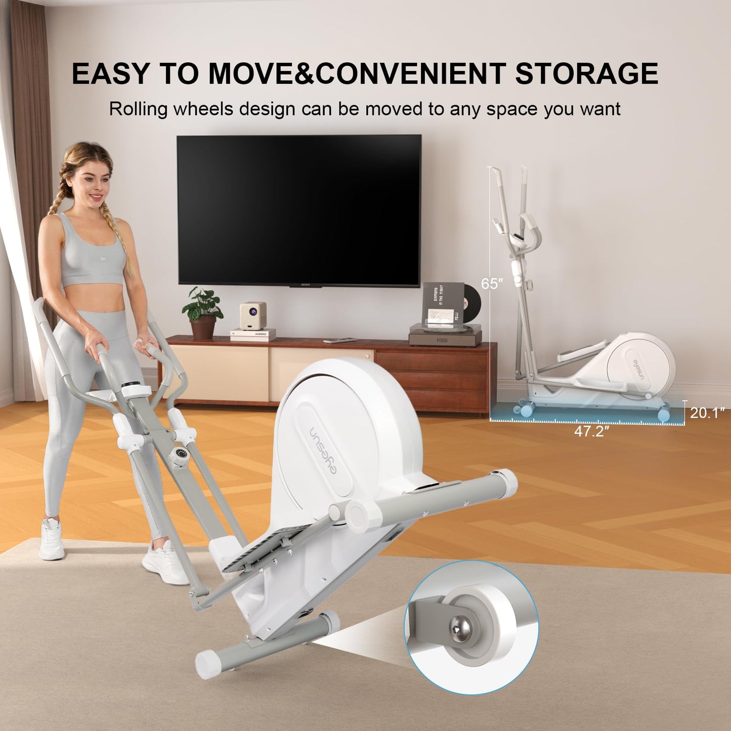 Elliptical Training Machine, Elliptical Machine for Home with Hyper-Quiet Magnetic Driving System,16-Level Resistance & Easy to Store, Portable Home Exercise Equipment with 300LBS Weight Capacity