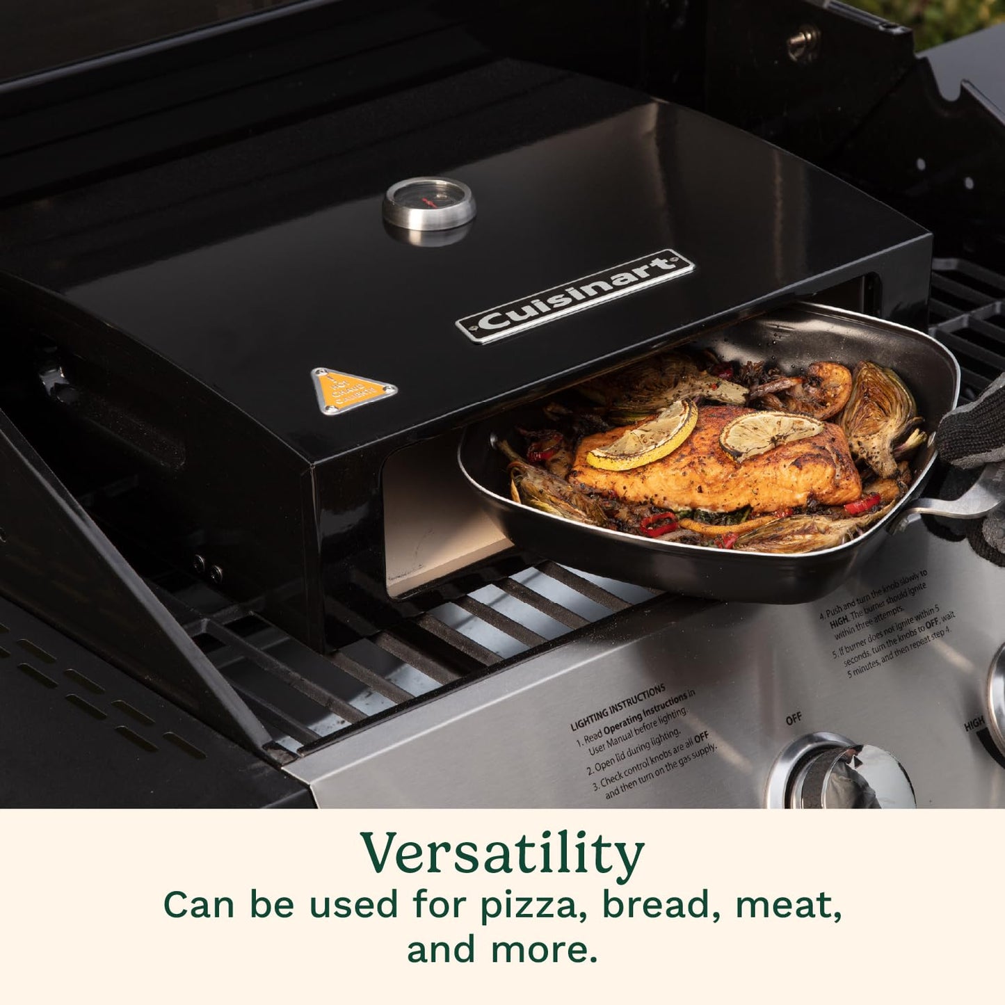 Cuisinart Grill Top Pizza Oven Kit, Portable Make Your Own Pie Set With Pizza Peel and Cordierite Stone, Baking Oven for Backyard Homemade Pizzas, Perfect Pie Accessory
