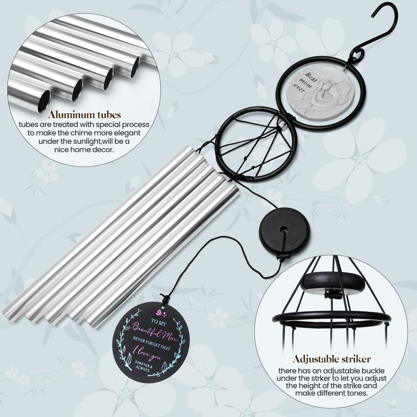 Gifts for Mom from Daughter Son Kids,Birthday Gifts for Mom, Perfect Present for Mothers of All Ages, 36” Outdoor Wind Chimes
