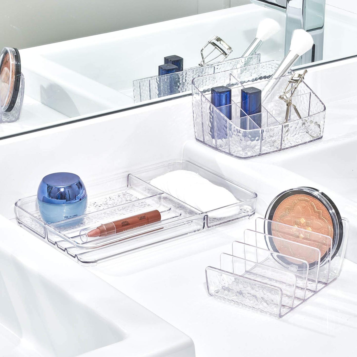 iDesign Rain Vertical Textured Plastic Palette Organizer for Storage of Cosmetics, Makeup, and Accessories on Vanity, Countertop