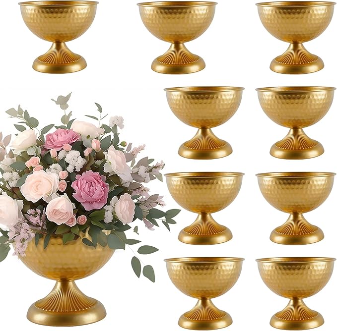 Gold Vases for Wedding Centerpieces, Set of 10 Metal Vase Small Table Centerpiece Flower Stands Wedding Arrangement for We...
