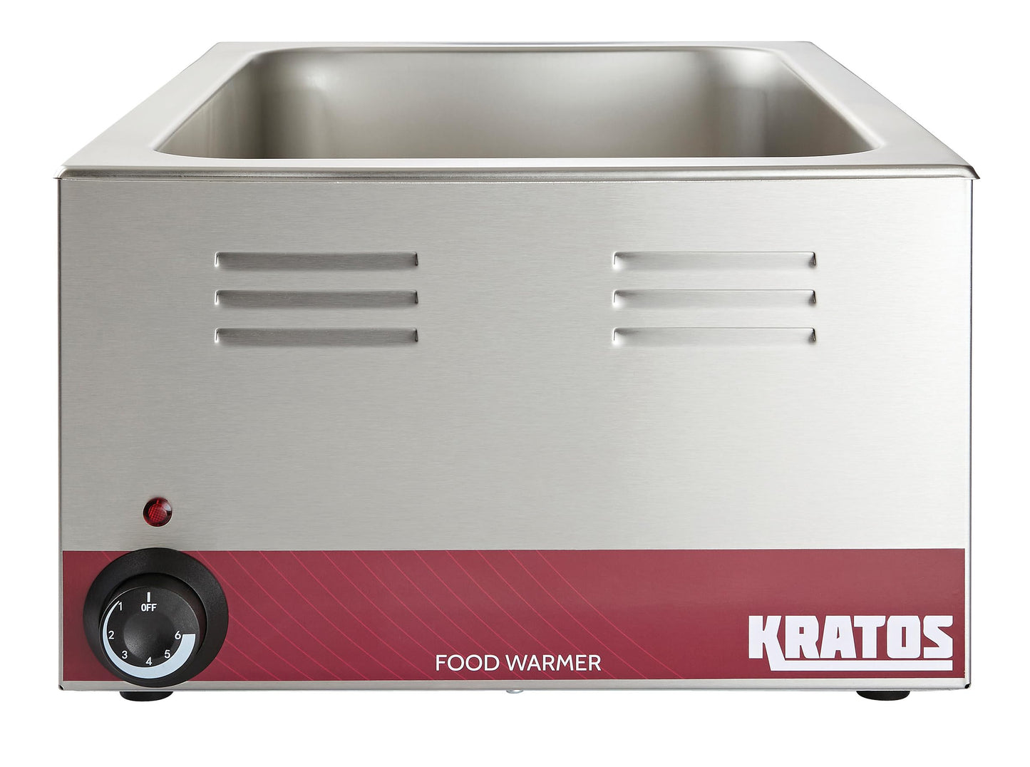 Kratos Commercial Electric Countertop Food Warmer with Two Half Size Hotel Pans and Slotted Lids, 120V, 1200 Watts, Stainless Steel Portable Food Warmer with Pans