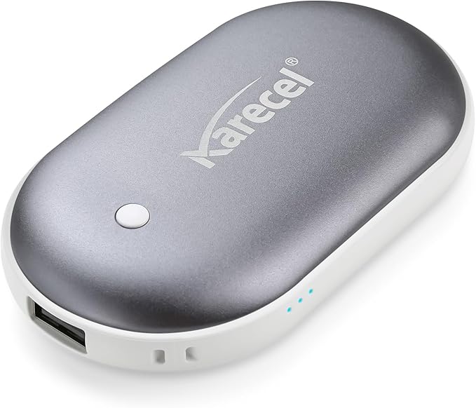 Karecel Rechargeable Hand Warmer, 5200mAh Double-Sided Instant Heating Electric Hand Warmer Power Bank, Up to 11Hrs, USB Portable Handwarmer Pocket Heater, Tech Gifts for Men Women, Winter Essentials