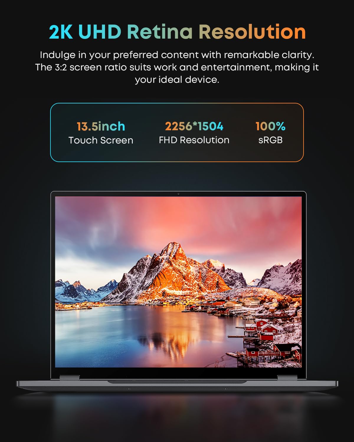 Chuwi Freebook 2-In-1 Laptop 13.4  , 16Gb Lpddr5 Ram 512Gb Ssd, Intel N150(Up To 3.6Ghz), Fhd 2520 * 1680, 2Tb Ssd Expand, Win