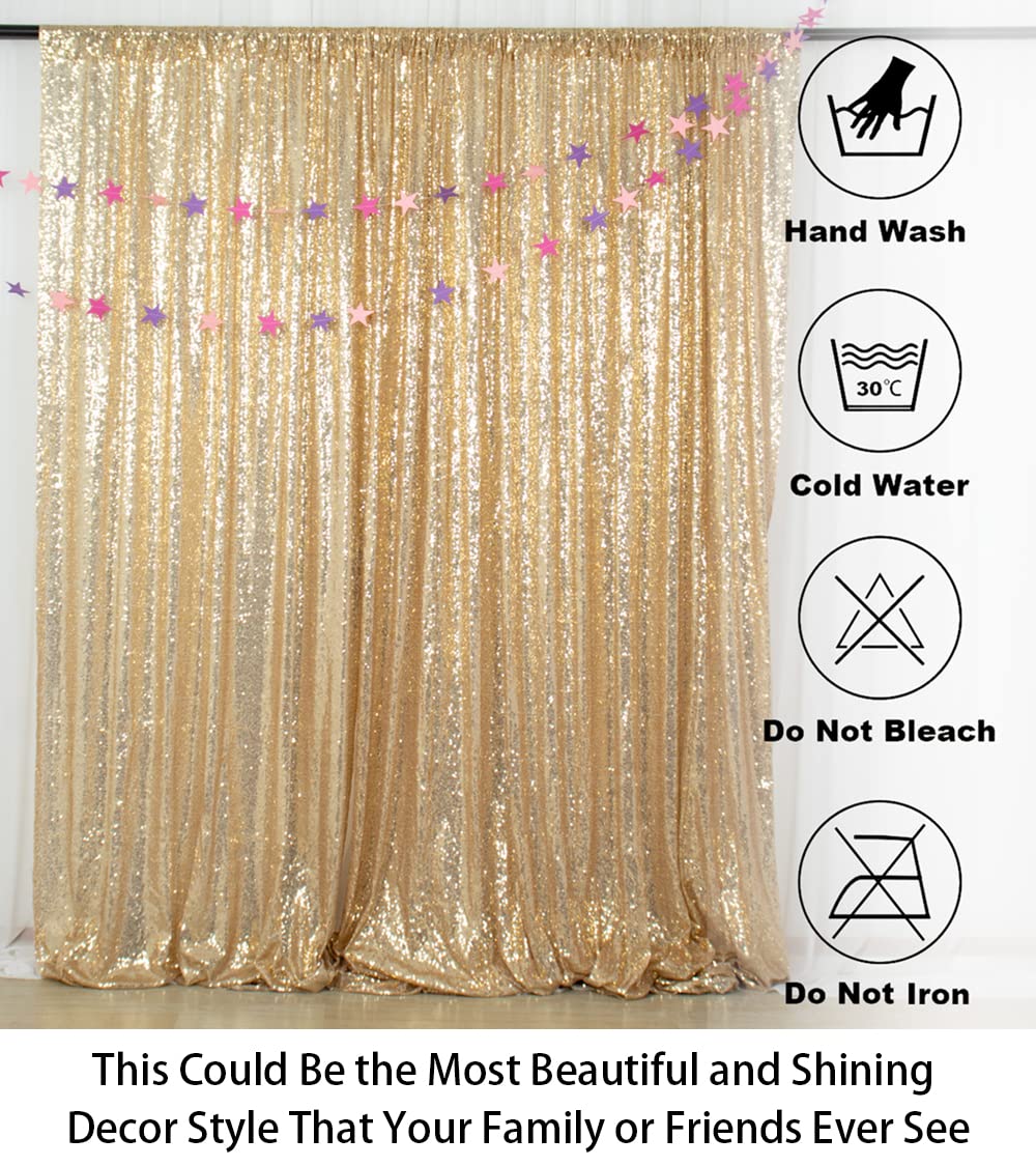 ShinyBeauty PHOTOBOOTH Backdrop - 4FTx7FT - Light Gold Sequin Fabric, Wedding & Rust Backdrop, Photography Curtains