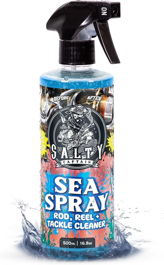 Salty Captain Sea Spray – Fishing Reel Cleaner Spray 500ml – Salt Remover for Rods, Reels & Tackle – Prevents Rust & Corro...