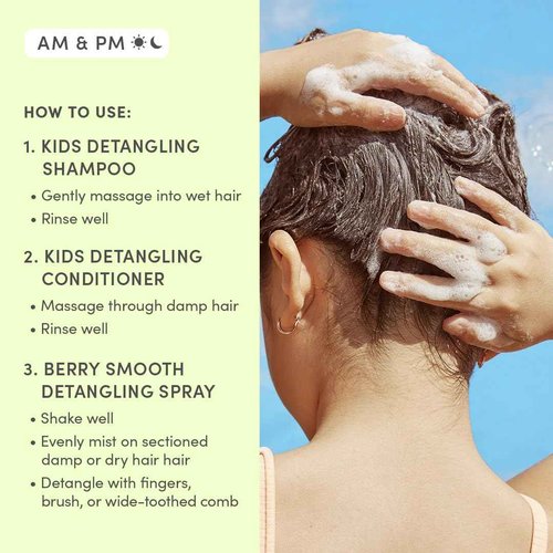 Evereden Kids Complete Haircare Set: Hair Detangling Shampoo, Conditioner & Spray for Children Ages 3+ & Pain-Free Hair Brush, Plant Protein Peptides & Argan Oil, Vegan, Free from Sulfate and Paraben