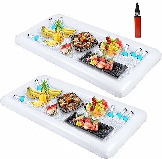 2 Pack Inflatable Serving Bar Buffet Cooler - Ice Tray for Food & Drinks, Portable for Parties, BBQ, Picnic, Pool Keep Col...